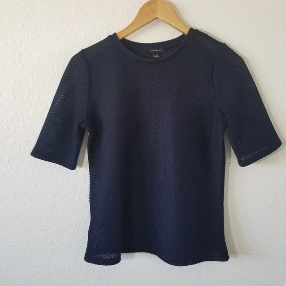 ANN TAYLOR Knit Short Sleeve Top Navy Blue Size XS - Picture 2 of 9